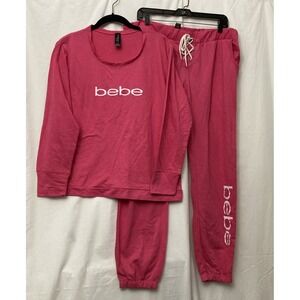 bebe Pink Logo Sweatshirt & Jogger Pajama Set